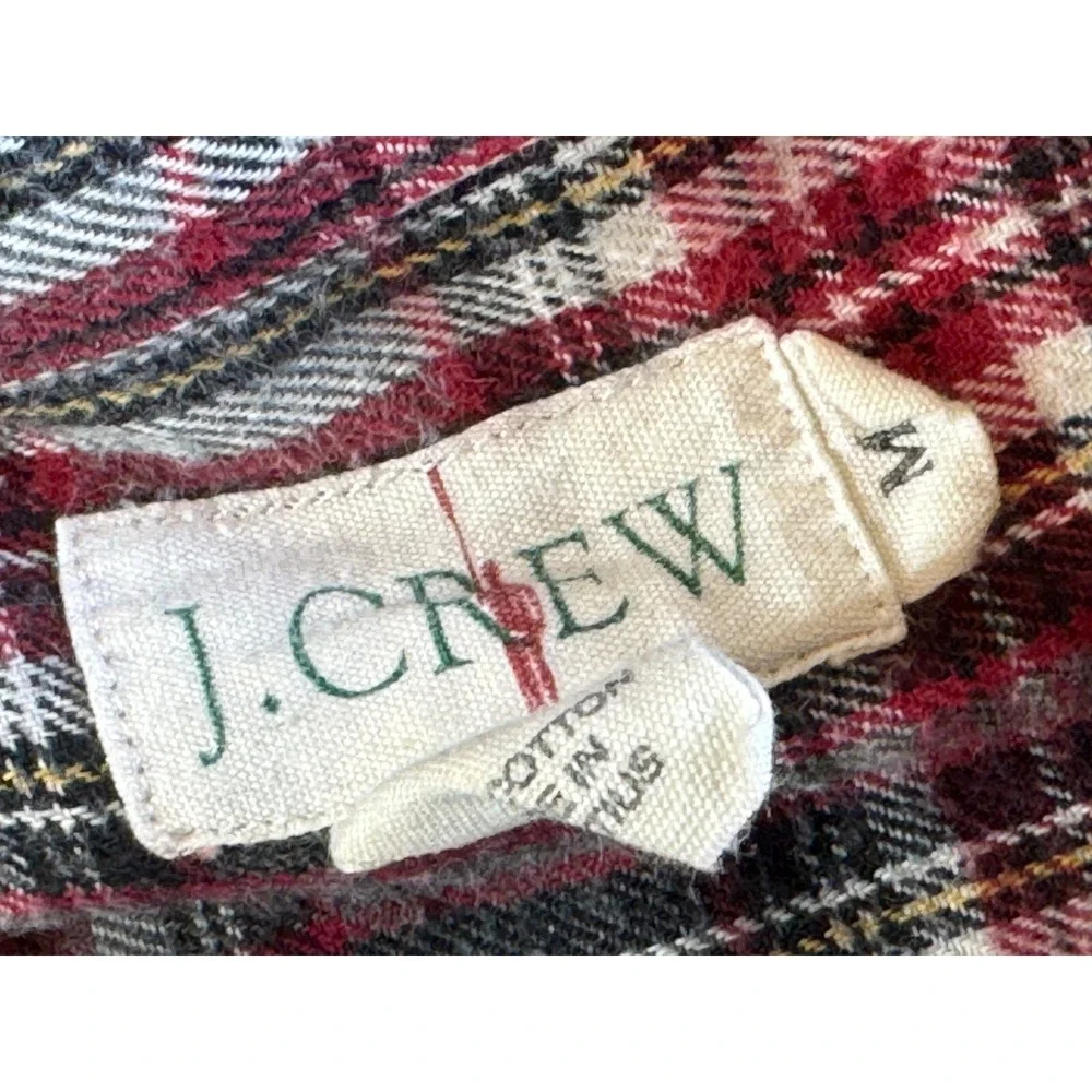 VINTAGE J. Crew Flannel Shirt Mens Medium Oarsman Red Gray Plaid Preppy‎ 90s